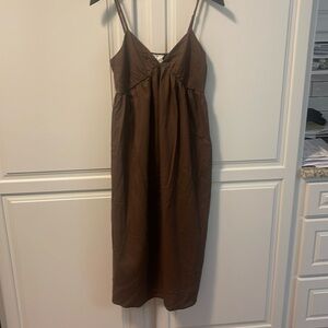 Urban renewal brown linen sundress adjust straps small pockets new never worn